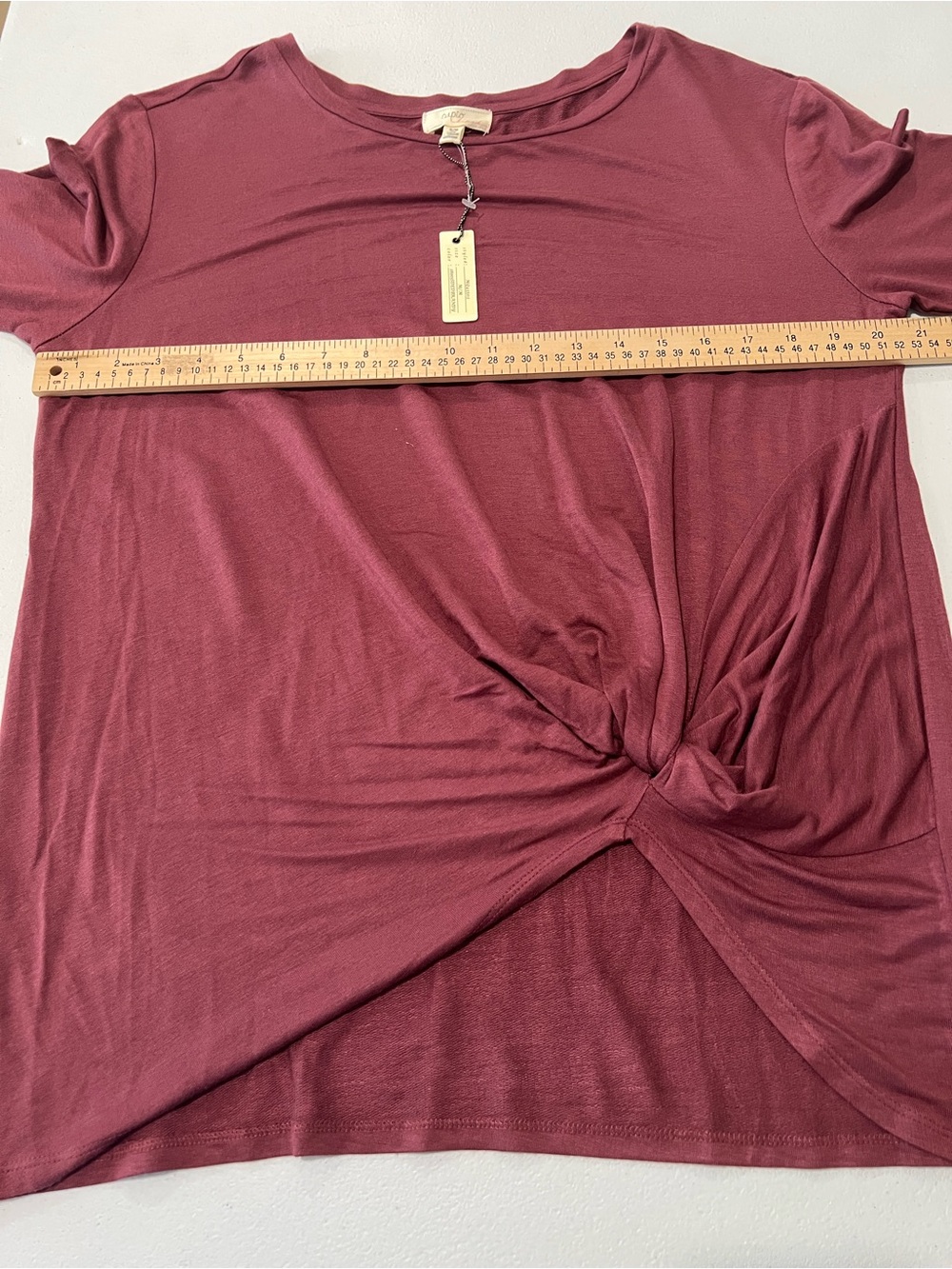 CUPIO Women’s Twist-Front 3/4 Sleeve Top - Mauve Pink M - Picture 7 of 9